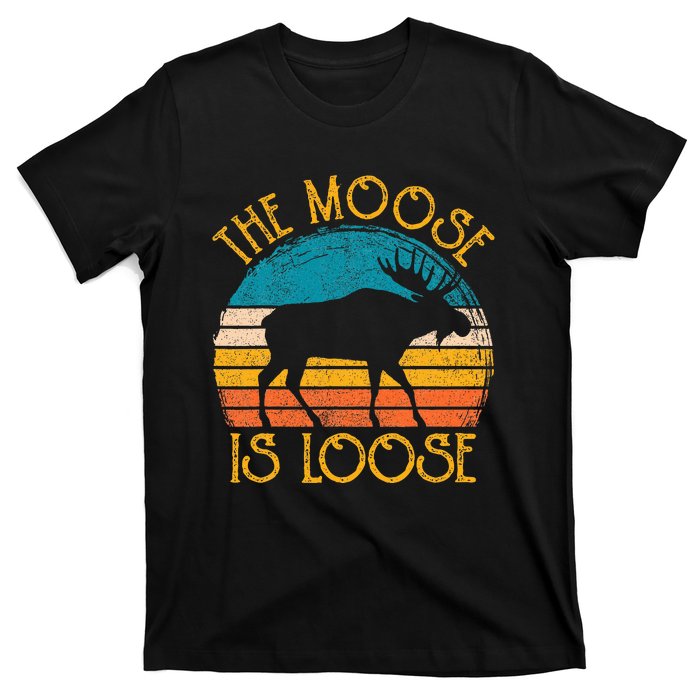 Funny Moose Is Loose Animal Apparel Cute Women Alaska T-Shirt