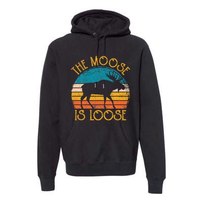 Funny Moose Is Loose Animal Apparel Cute Women Alaska Premium Hoodie