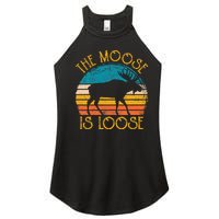 Funny Moose Is Loose Animal Apparel Cute Women Alaska Women’s Perfect Tri Rocker Tank