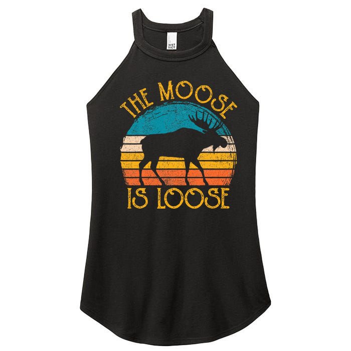 Funny Moose Is Loose Animal Apparel Cute Women Alaska Women’s Perfect Tri Rocker Tank