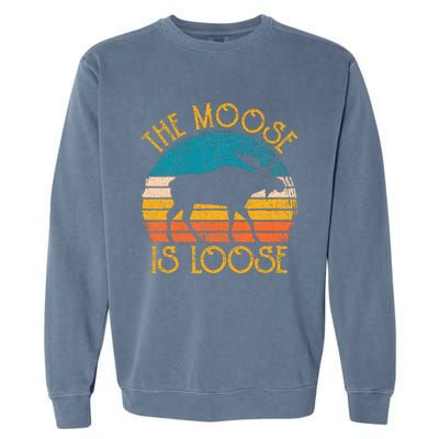 Funny Moose Is Loose Animal Apparel Cute Women Alaska Garment-Dyed Sweatshirt