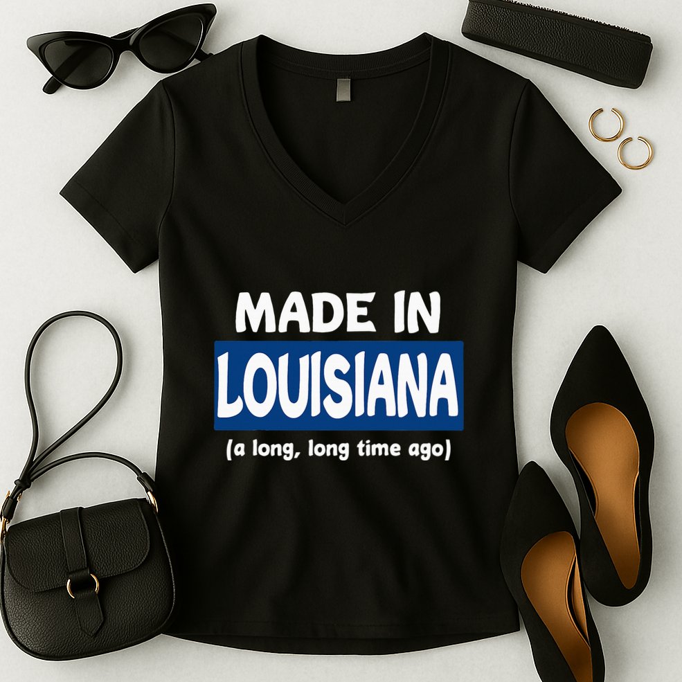 Funny Made In Louisiana A Long Long Time Ago Women's V-Neck T-Shirt