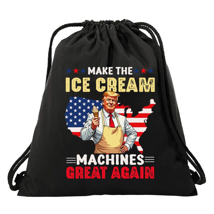 Funny Make Ice Cream Machines Great Again Trump Ice Cream Drawstring Bag