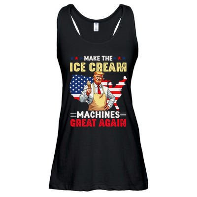 Funny Make Ice Cream Machines Great Again Trump Ice Cream Ladies Essential Flowy Tank