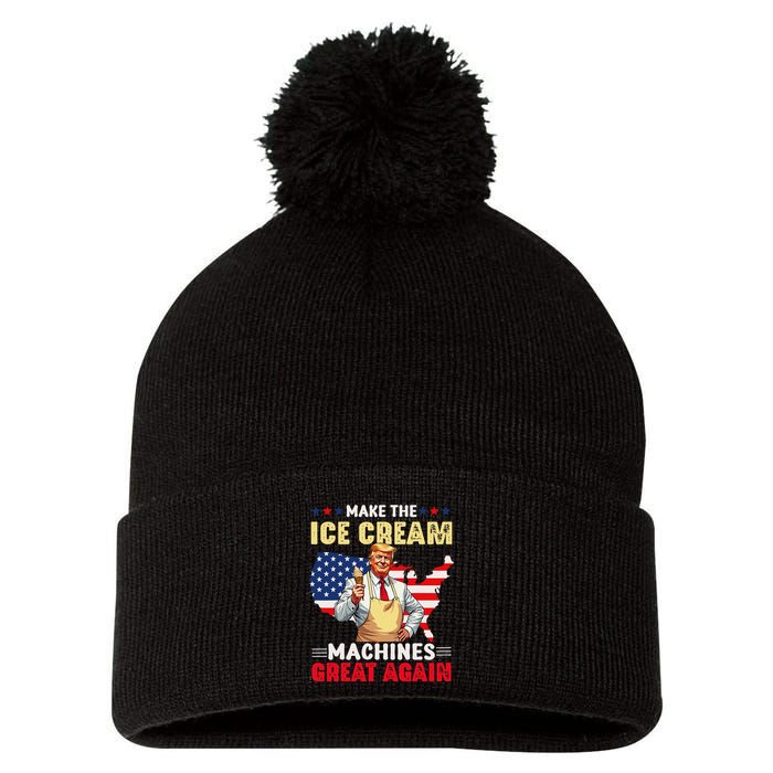 Funny Make Ice Cream Machines Great Again Trump Ice Cream Pom Pom 12in Knit Beanie