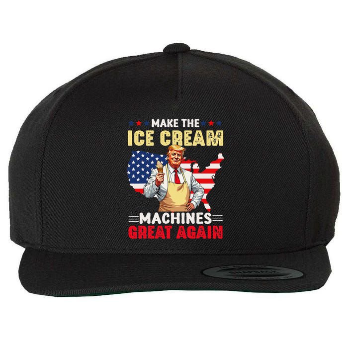 Funny Make Ice Cream Machines Great Again Trump Ice Cream Wool Snapback Cap