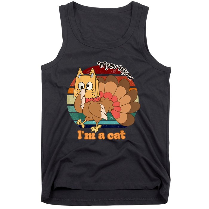 Funny Meow IM A Cat Thanksgiving Turkey Halloween Costume Tank Top