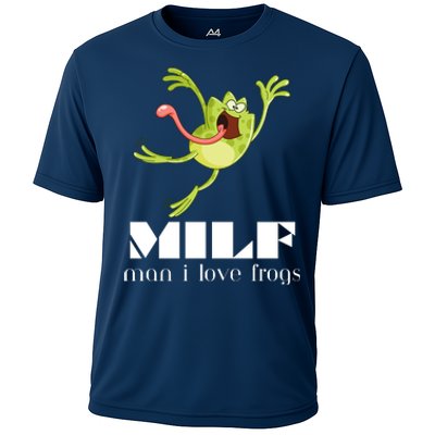 Frog Man I Love Frogs Funny Milf Cooling Performance Crew T-Shirt