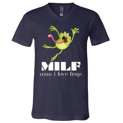 Frog Man I Love Frogs Funny Milf V-Neck T-Shirt