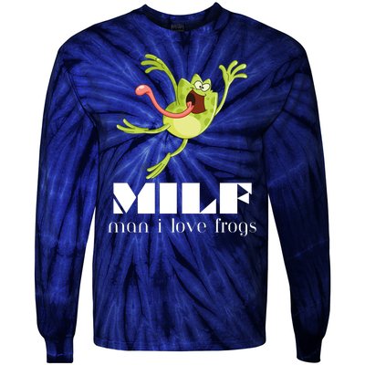 Frog Man I Love Frogs Funny Milf Tie-Dye Long Sleeve Shirt