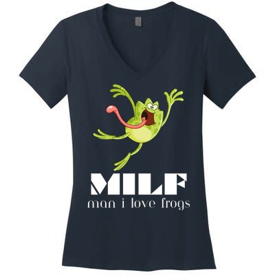 Frog Man I Love Frogs Funny Milf Women's V-Neck T-Shirt