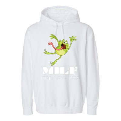 Frog Man I Love Frogs Funny Milf Garment-Dyed Fleece Hoodie