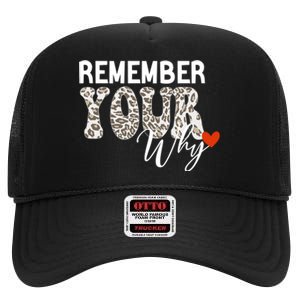 Funny Motivation Inspirational Quote Remember Your Why Cool High Crown Mesh Back Trucker Hat