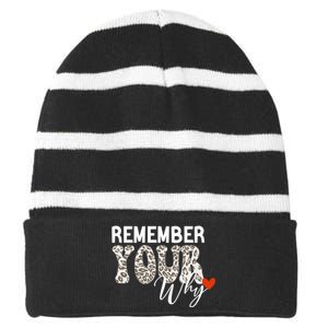 Funny Motivation Inspirational Quote Remember Your Why Cool Striped Beanie with Solid Band