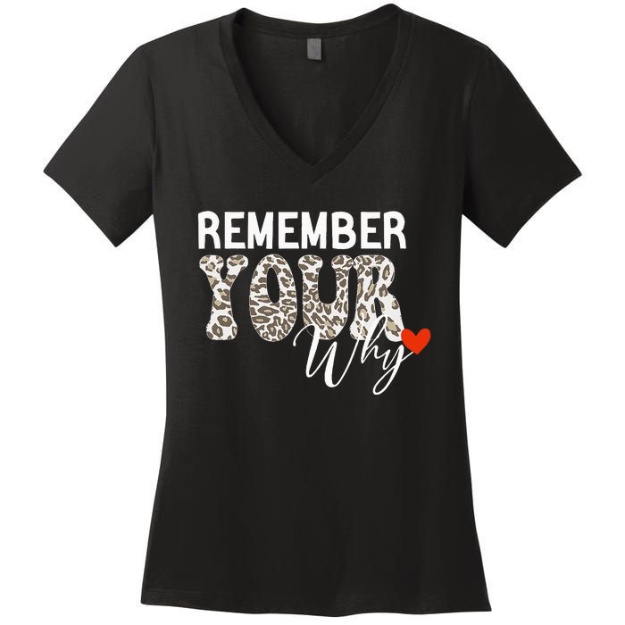 Funny Motivation Inspirational Quote Remember Your Why Cool Women's V-Neck T-Shirt