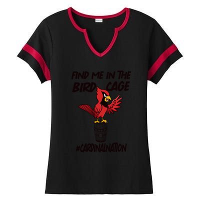 Find Me In The Bird Cage Ladies Halftime Notch Neck Tee