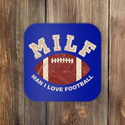 Funny Milf I Love Football Pun For Fantasy Football Fans Gift Coaster