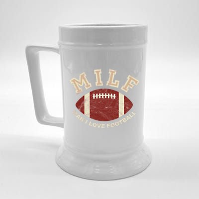 Funny Milf I Love Football Pun For Fantasy Football Fans Gift Beer Stein