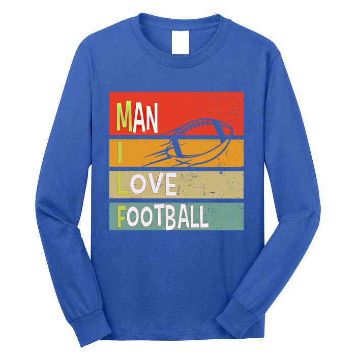 Funny Milf I Love Football Quirky Vintage Sunset Design Funny Gift Long Sleeve Shirt