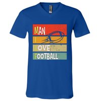 Funny Milf I Love Football Quirky Vintage Sunset Design Funny Gift V-Neck T-Shirt