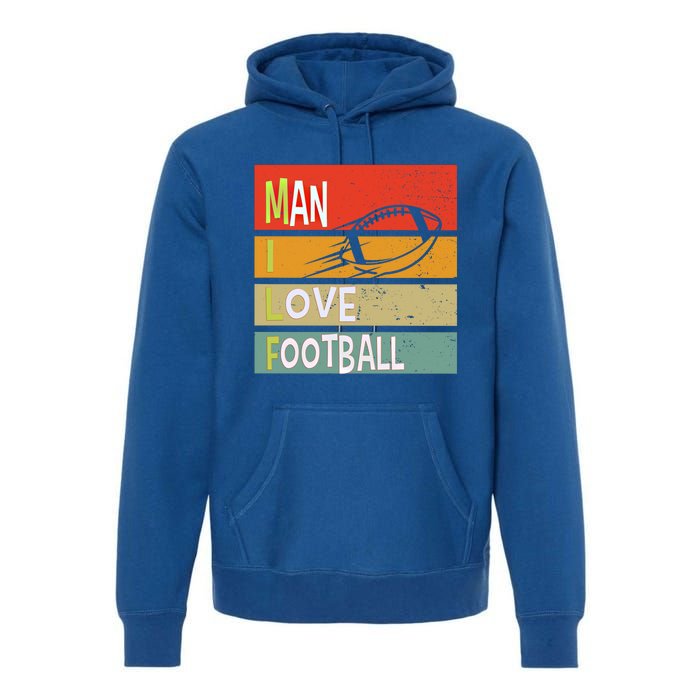 Funny Milf I Love Football Quirky Vintage Sunset Design Funny Gift Premium Hoodie