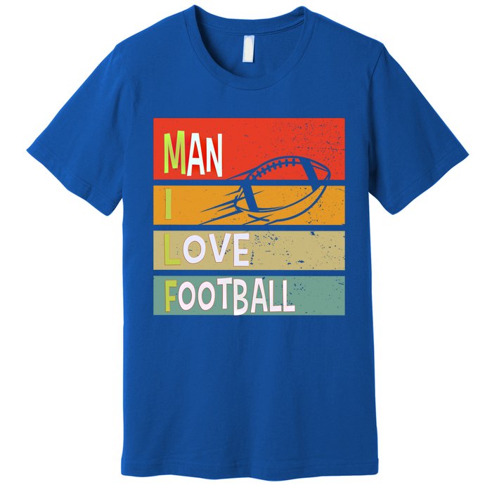 Funny Milf I Love Football Quirky Vintage Sunset Design Funny Gift Premium T-Shirt