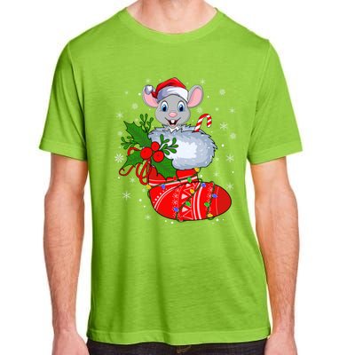 Funny Mouse In Christmas Socks Santa Mouse Xmas Gift Adult ChromaSoft Performance T-Shirt