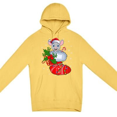 Funny Mouse In Christmas Socks Santa Mouse Xmas Gift Premium Pullover Hoodie