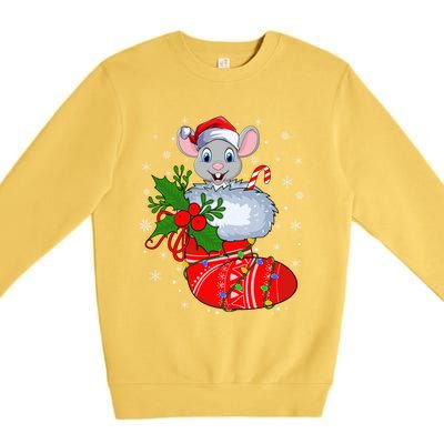 Funny Mouse In Christmas Socks Santa Mouse Xmas Gift Premium Crewneck Sweatshirt