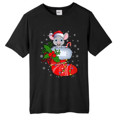 Funny Mouse In Christmas Socks Santa Mouse Xmas Gift Tall Fusion ChromaSoft Performance T-Shirt