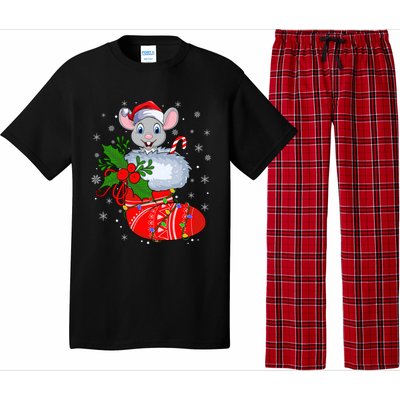 Funny Mouse In Christmas Socks Santa Mouse Xmas Gift Pajama Set