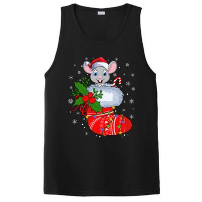 Funny Mouse In Christmas Socks Santa Mouse Xmas Gift PosiCharge Competitor Tank