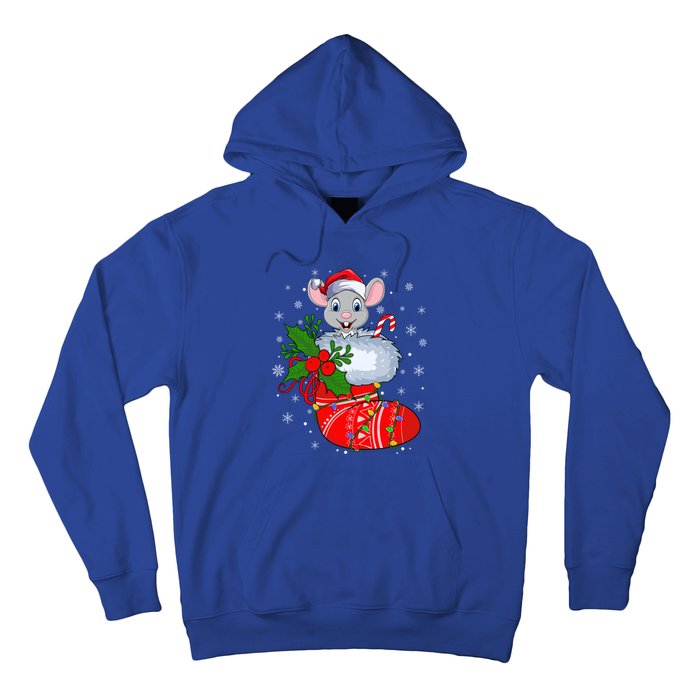 Funny Mouse In Christmas Socks Santa Mouse Xmas Gift Hoodie