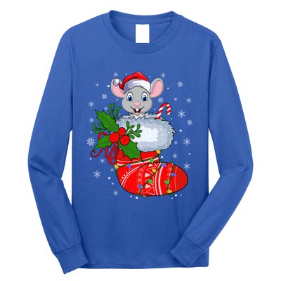 Funny Mouse In Christmas Socks Santa Mouse Xmas Gift Long Sleeve Shirt