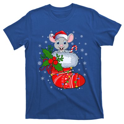 Funny Mouse In Christmas Socks Santa Mouse Xmas Gift T-Shirt