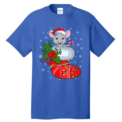 Funny Mouse In Christmas Socks Santa Mouse Xmas Gift Tall T-Shirt