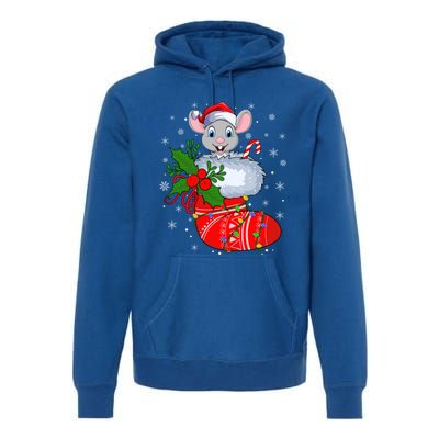 Funny Mouse In Christmas Socks Santa Mouse Xmas Gift Premium Hoodie