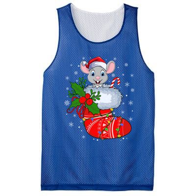 Funny Mouse In Christmas Socks Santa Mouse Xmas Gift Mesh Reversible Basketball Jersey Tank