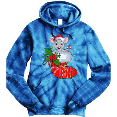 Funny Mouse In Christmas Socks Santa Mouse Xmas Gift Tie Dye Hoodie