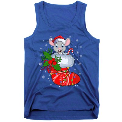 Funny Mouse In Christmas Socks Santa Mouse Xmas Gift Tank Top