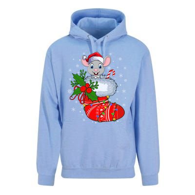 Funny Mouse In Christmas Socks Santa Mouse Xmas Gift Unisex Surf Hoodie