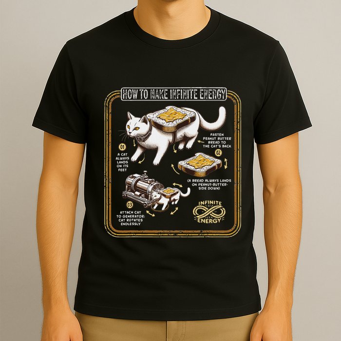 Funny Math Infinite Energy Cat And Mechanical Engineering T-Shirt