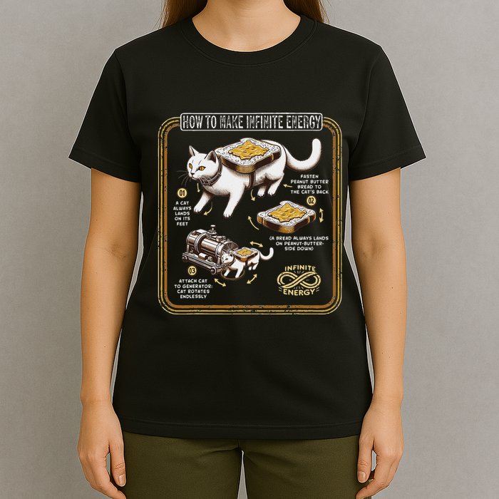 Funny Math Infinite Energy Cat And Mechanical Engineering T-Shirt