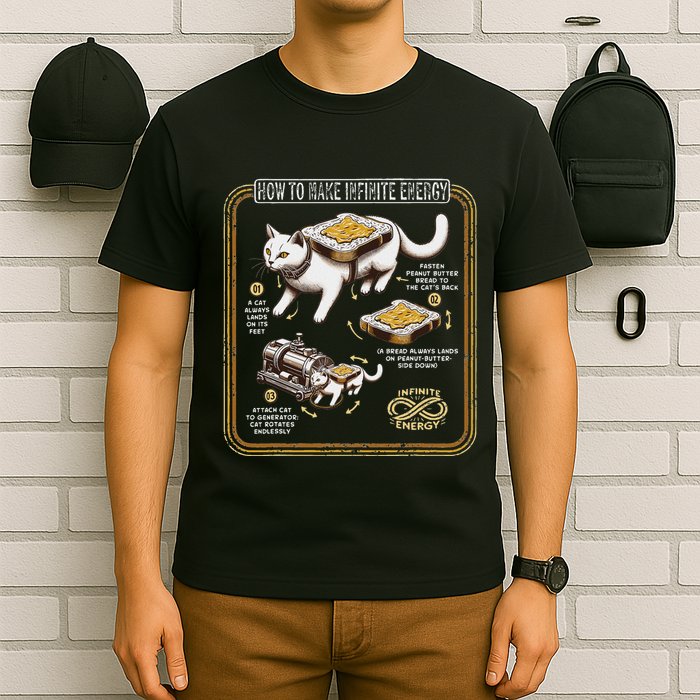 Funny Math Infinite Energy Cat And Mechanical Engineering T-Shirt
