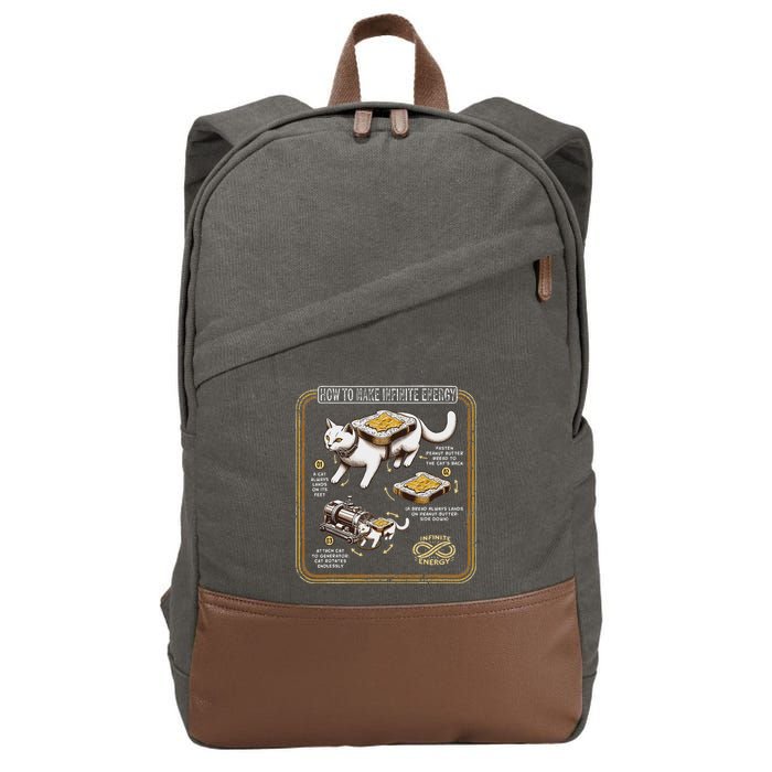 Funny Math Infinite Energy Cat And Mechanical Engineering Cotton Canvas Backpack