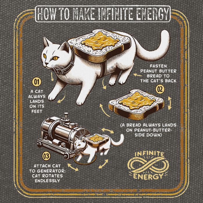 Funny Math Infinite Energy Cat And Mechanical Engineering Cotton Canvas Backpack