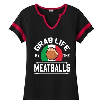 Funny Meatball Italian Food Italy Flag Shirts Ladies Halftime Notch Neck Tee