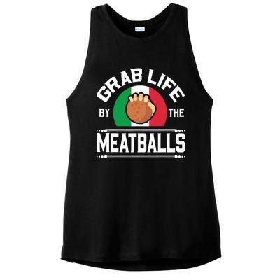 Funny Meatball Italian Food Italy Flag Shirts Ladies PosiCharge Tri-Blend Wicking Tank