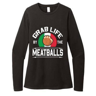 Funny Meatball Italian Food Italy Flag Shirts Womens CVC Long Sleeve Shirt