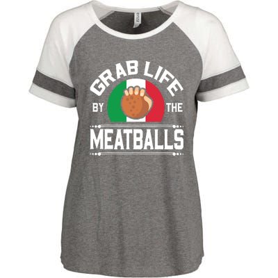 Funny Meatball Italian Food Italy Flag Shirts Enza Ladies Jersey Colorblock Tee